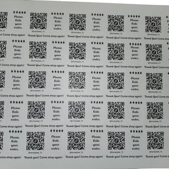 50 QR and Rate My Order Labels - 2 sheets of 25 - Laser Printed - Picture 4 of 4